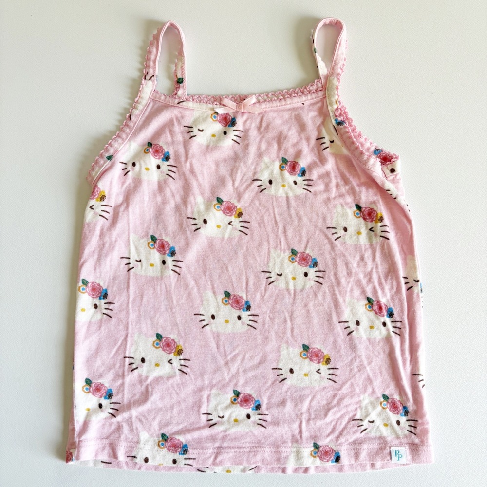 Posh Peanut x Hello Kitty Girls Pink Floral Coquette Bamboo Camisole Top 4/5